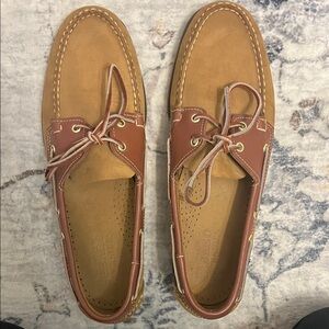 NWOT Sebago Brown and Tan Leather Boat Shoes